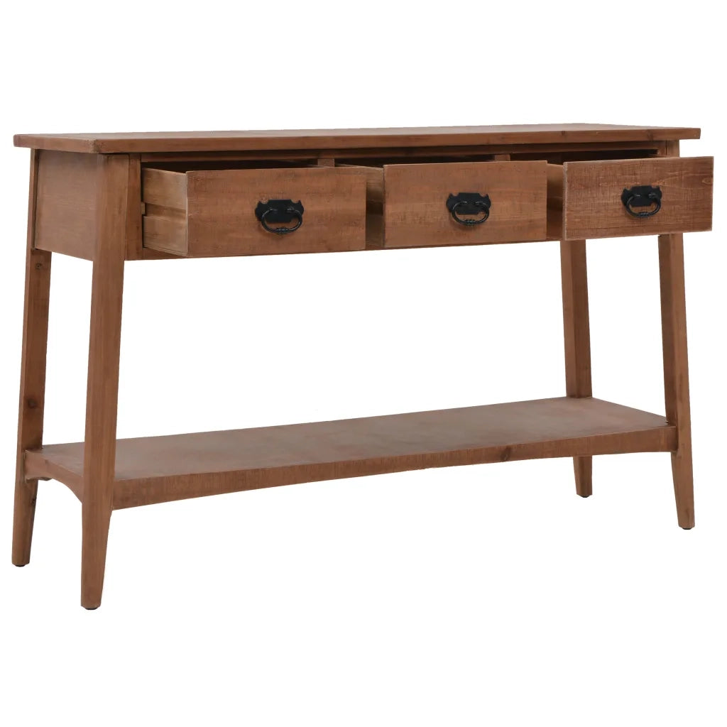 Tavolo Consolle | Tavolo d'Ingresso in Massello di Abete 126x40x77,5 cm Marrone