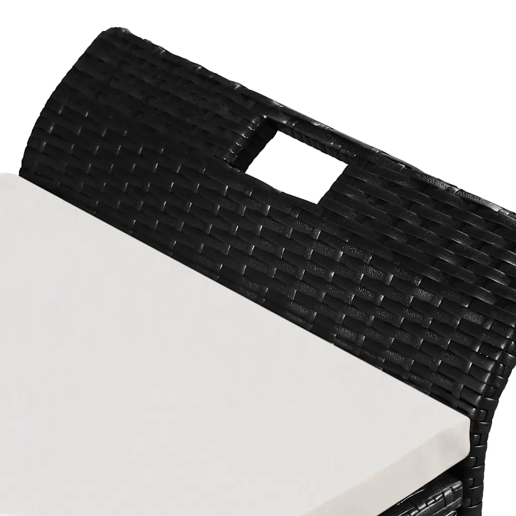 Cassapanca con Cuscino-Baule-Panca con Contenitore138 cm in Polyrattan Nero