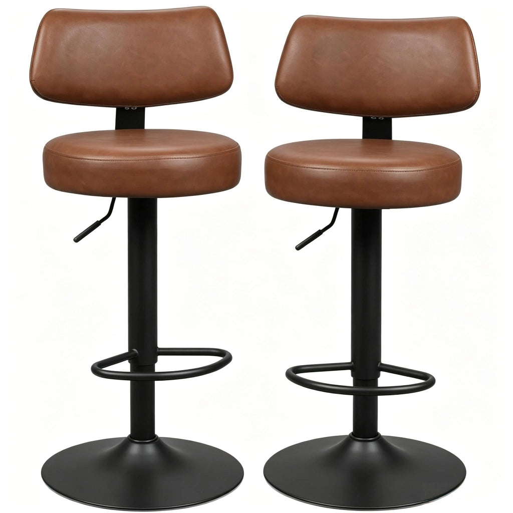 SGABELLO BAR Girevole e Regolabile in Altezza 41x41x84-109 cm Marrone Rustico Set da 2 pezzi