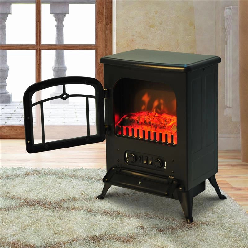 CAMINO ELETTRICO DA TERRA CON EFFETTO FIAMMA POTENZA 950W /1850W 42X28X55CM NERO
