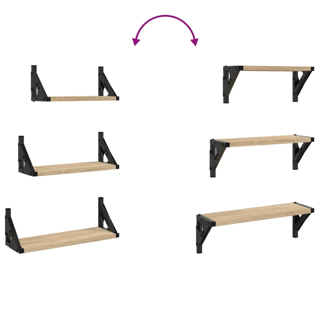 Set Mensole Parete 3pz Rovere Sonoma in Legno Multistrato 836319