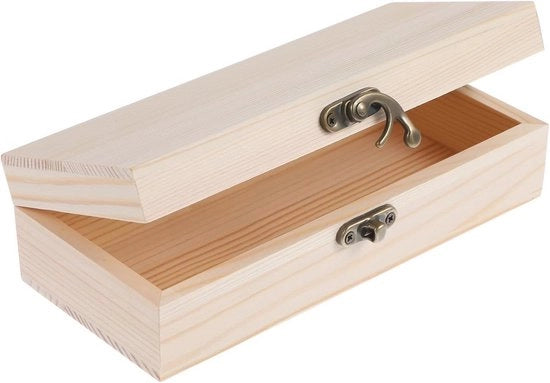 Casella in legno non assemblata con coperchio scorrevole e chiusura, 178 x {Dimensioni}, per progetti di artigianato DIY, lavorazione del legno, gioielleria, e altro ancora