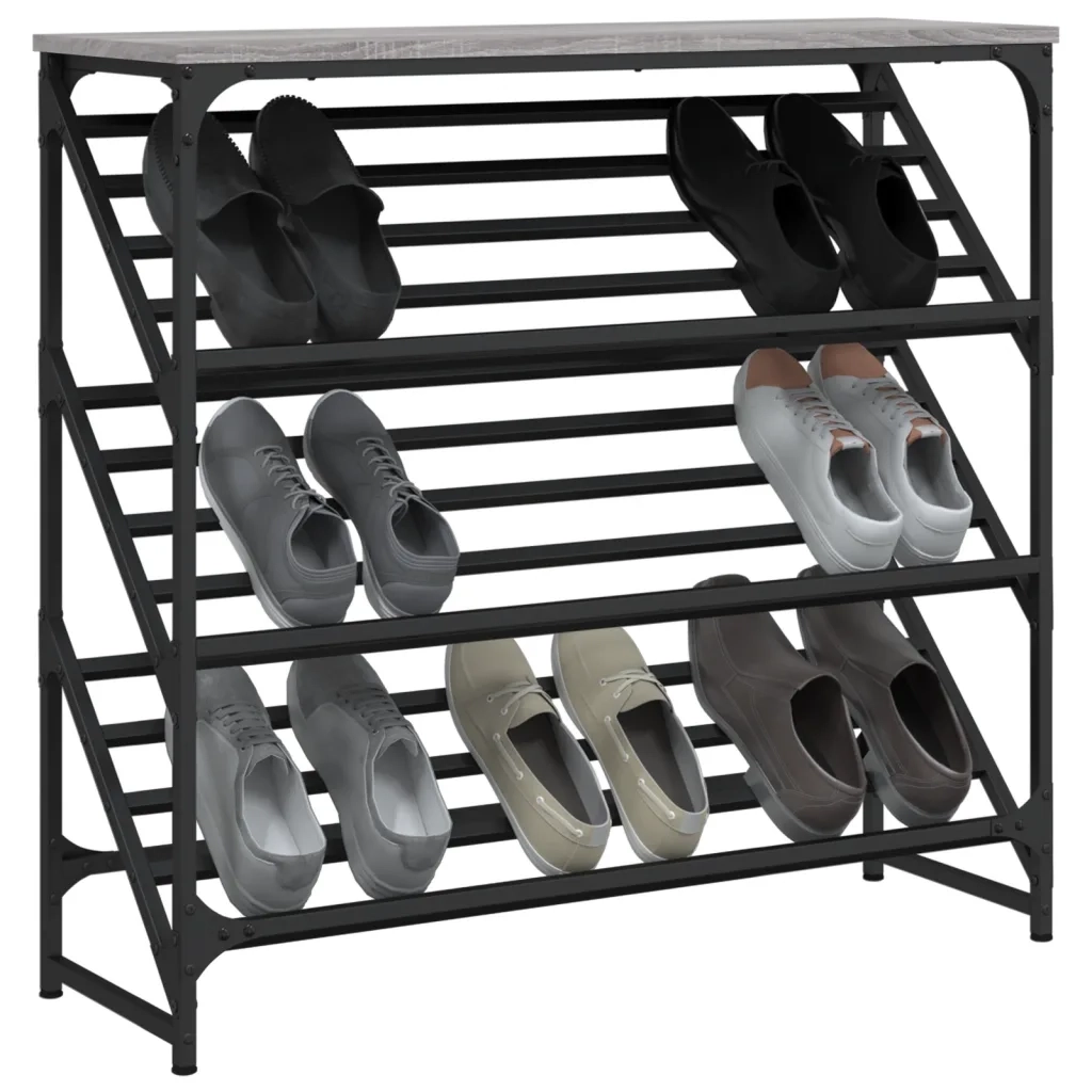 Scarpiera-Scaffale per scarpe Grigio Sonoma 90x30x85 cm in Legno Multistrato