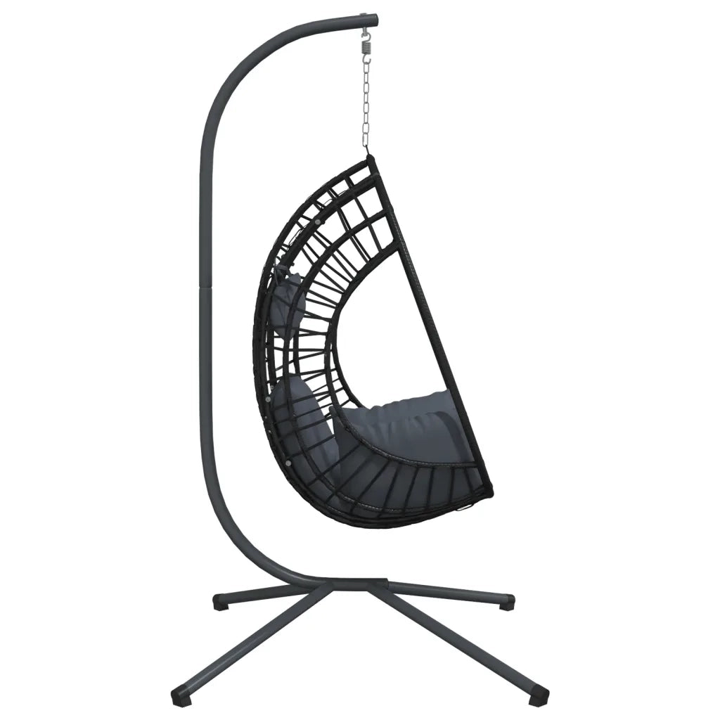 Sedia a Uovo Sospesa con Supporto Antracite Polyrattan/Acciaio CFW1949994