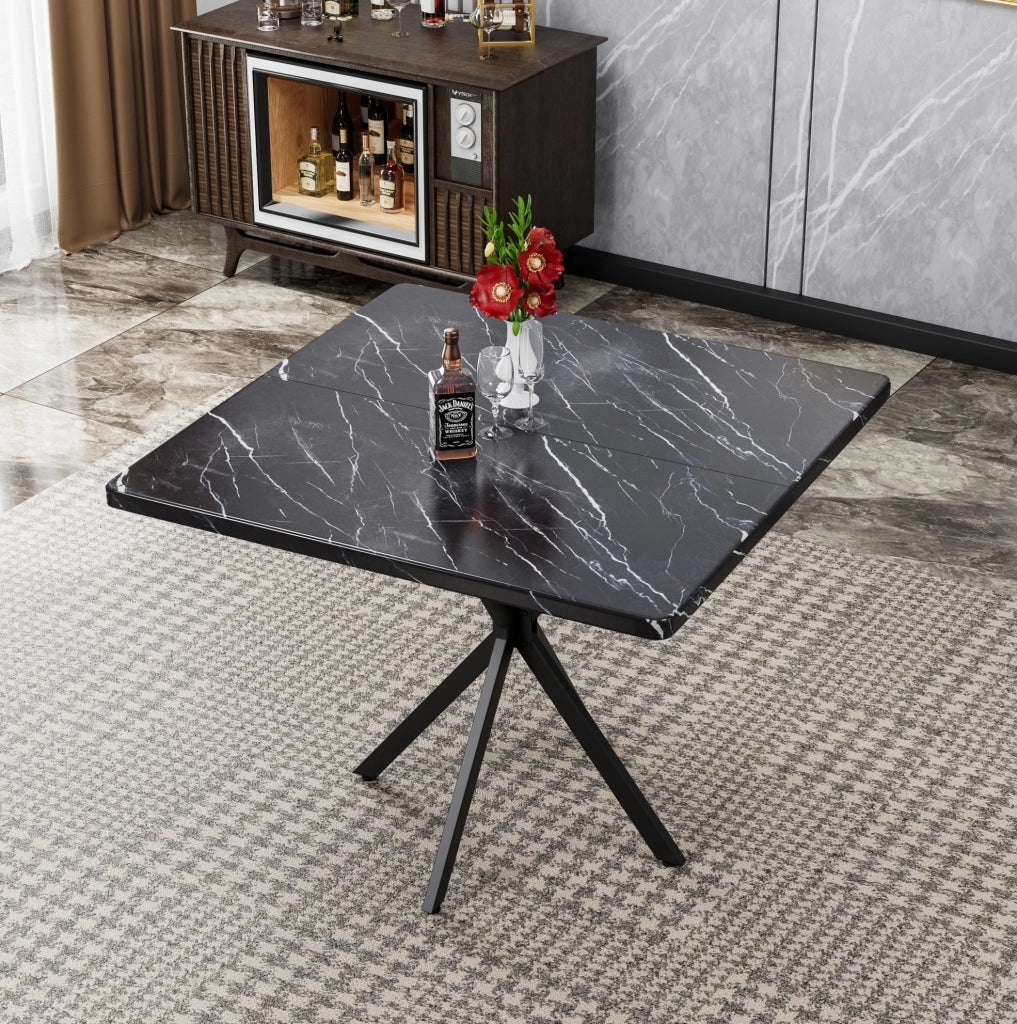 Tavolo da pranzo quadrato 107.2x58.2x8.7 cm; salvaspazio; in MDF e metallo nero