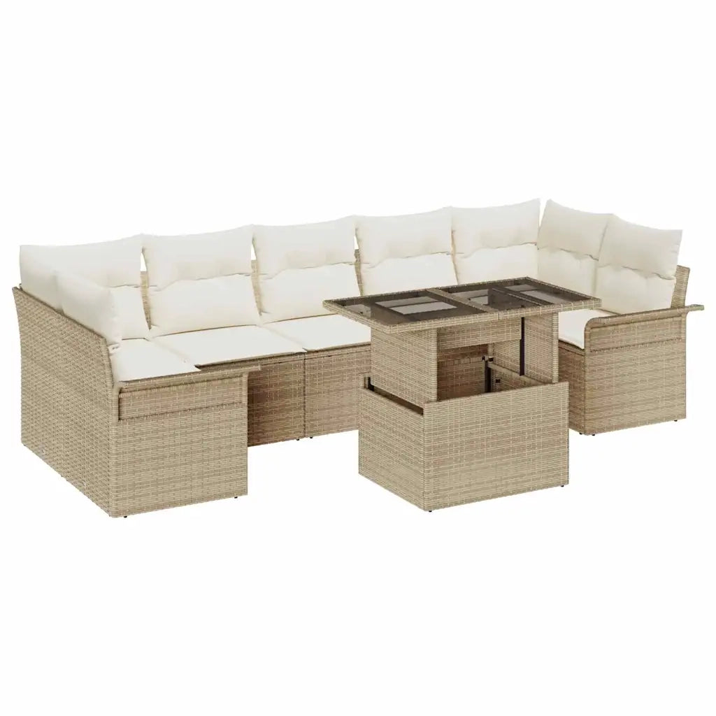 Set Divano da Giardino con cuscino 8 pcs Beige polyrattan 3348237