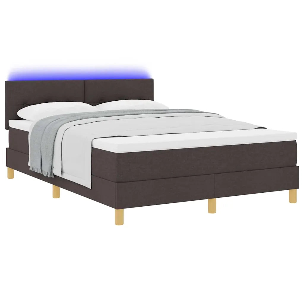 Letto a Sorgente LED Marrone Scuro 140 x 200 cm Tessuto 3342446