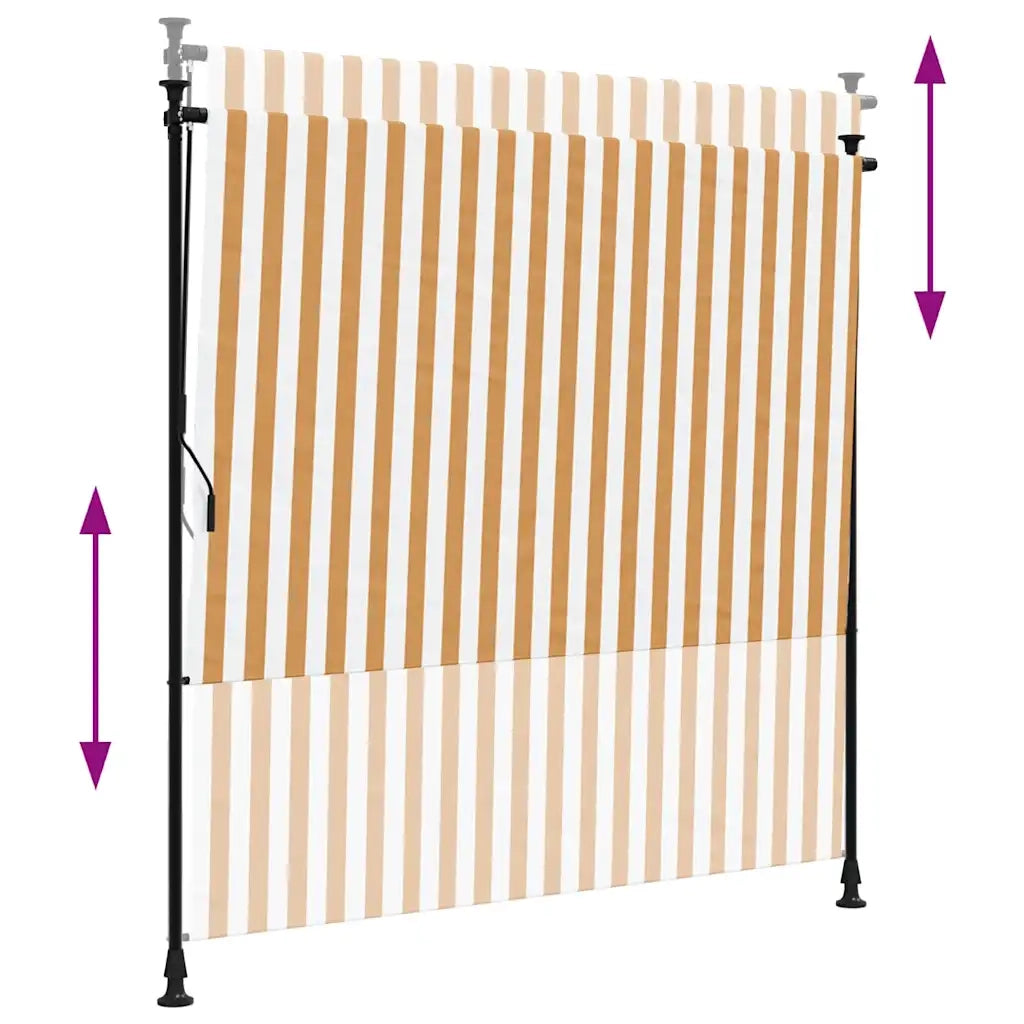Tenda a Rullo Esterno Arancio Bianca 150x270 cm Tessuto Acciaio