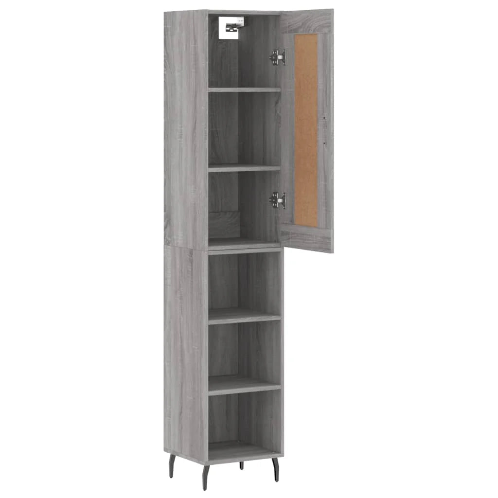 Buffet credenza cassettiera armadio mobile contenitore organizer cucina soggiorno salotto rovere Sonoma alto 34,5 x 34 x 180 cm legno ingegnerizzato grigio 02_0035279