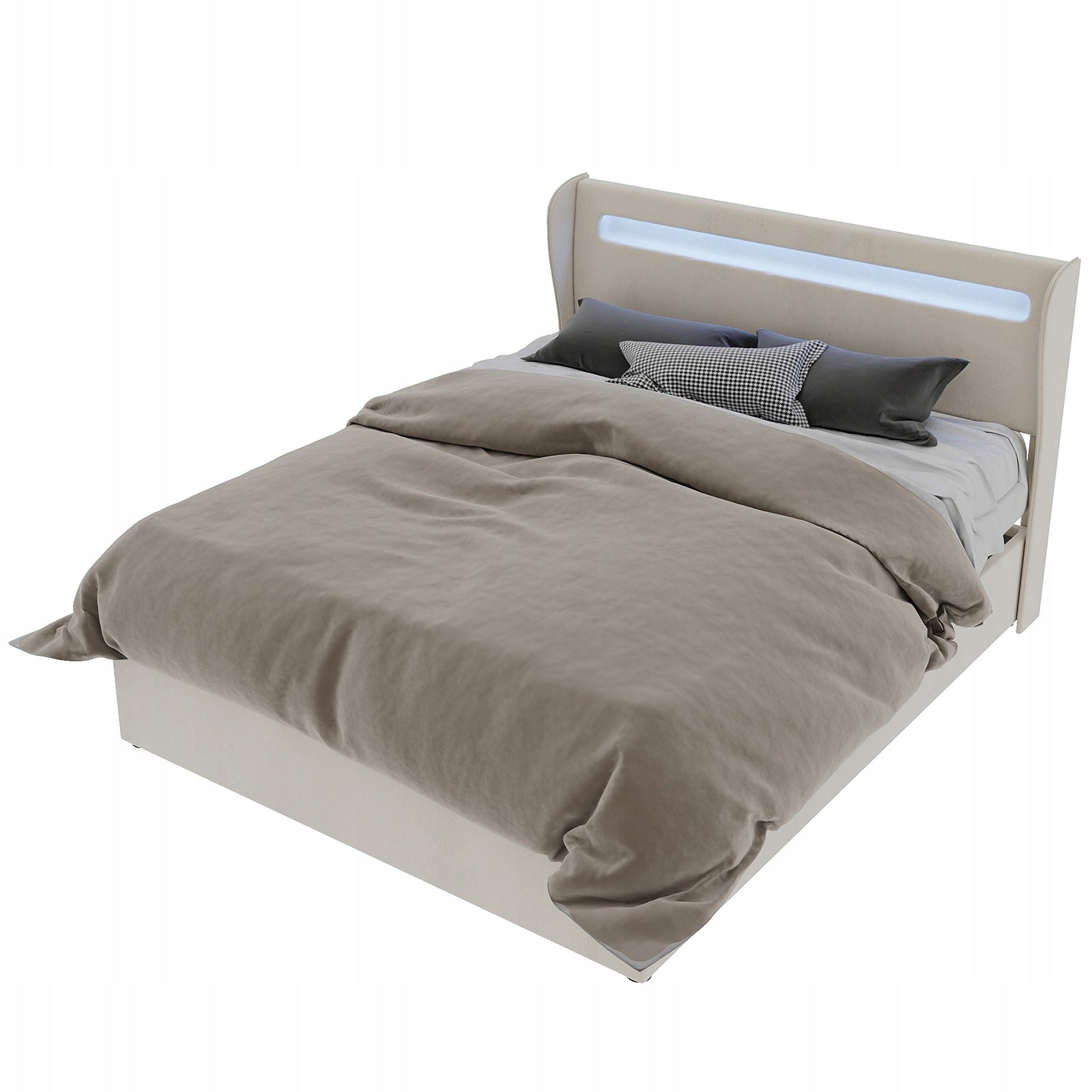 Letto imbottito con struttura sollevabile - Xylo - 140x200 - Beige