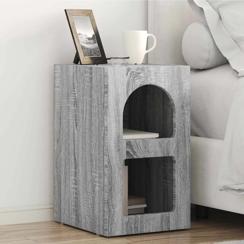 Comodino 2 pz-Set di 2 Tavolino da notte Grigio Sonoma 29.5 x 35 x 50 cm