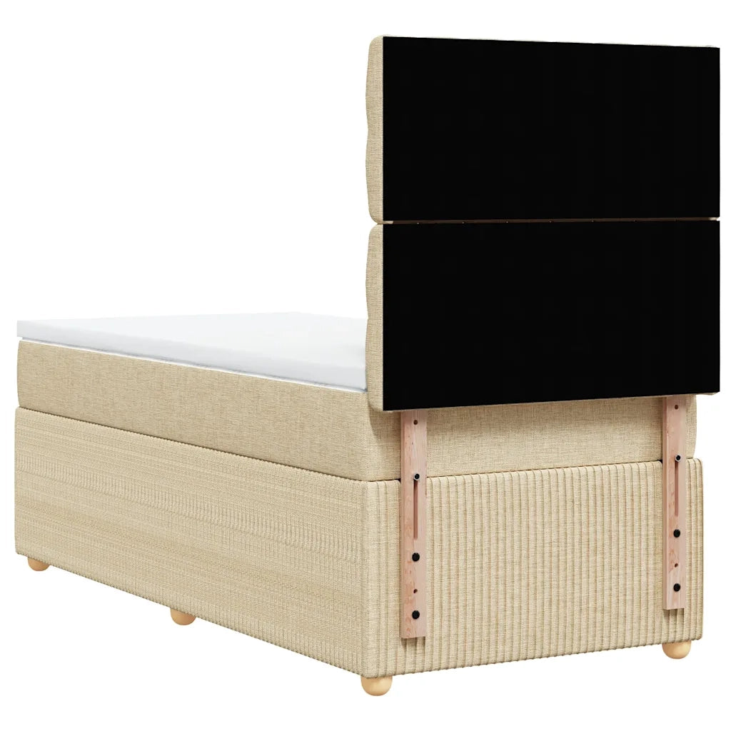 vidaXL Giroletto a Molle con Materasso Crema 100x200 cm in Tessuto