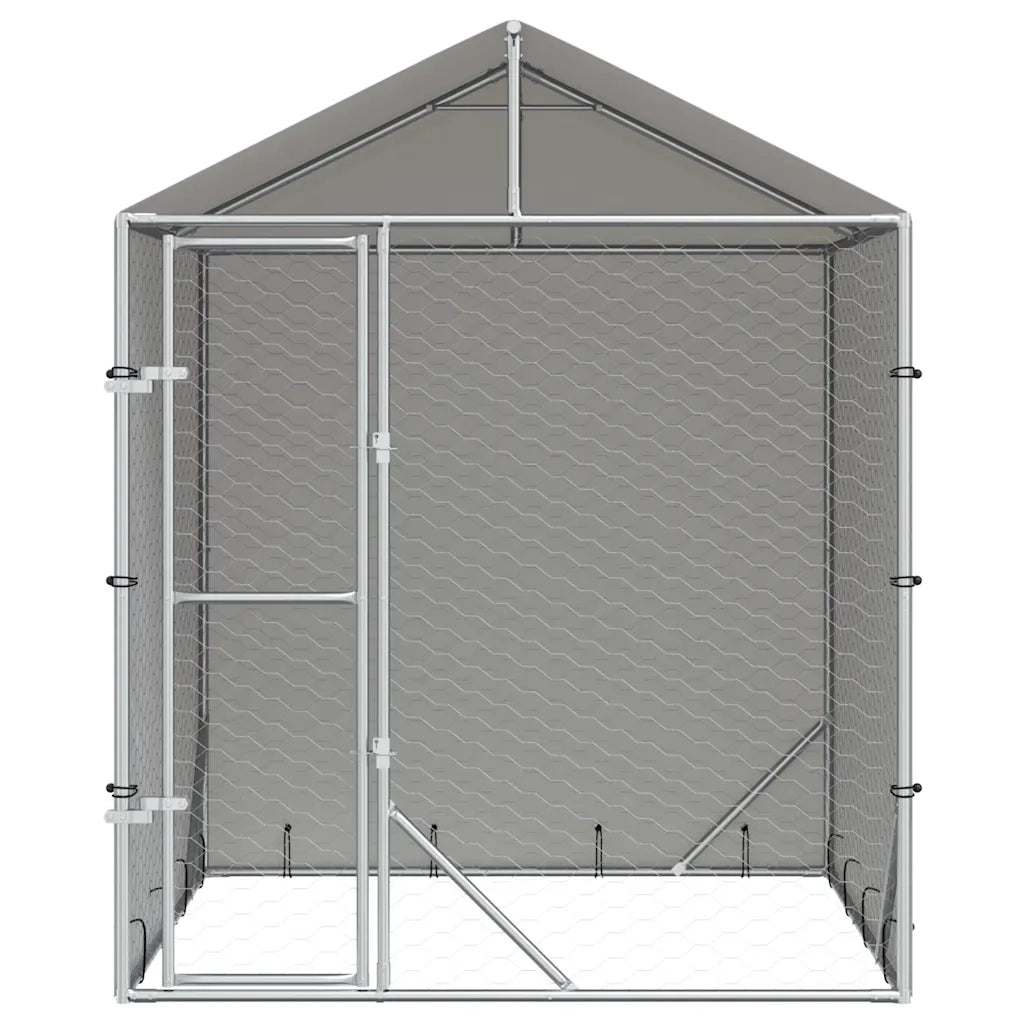Cuccia Cani da Esterno Tetto Argento 2x2x2,5 m Acciaio Zincato 153676
