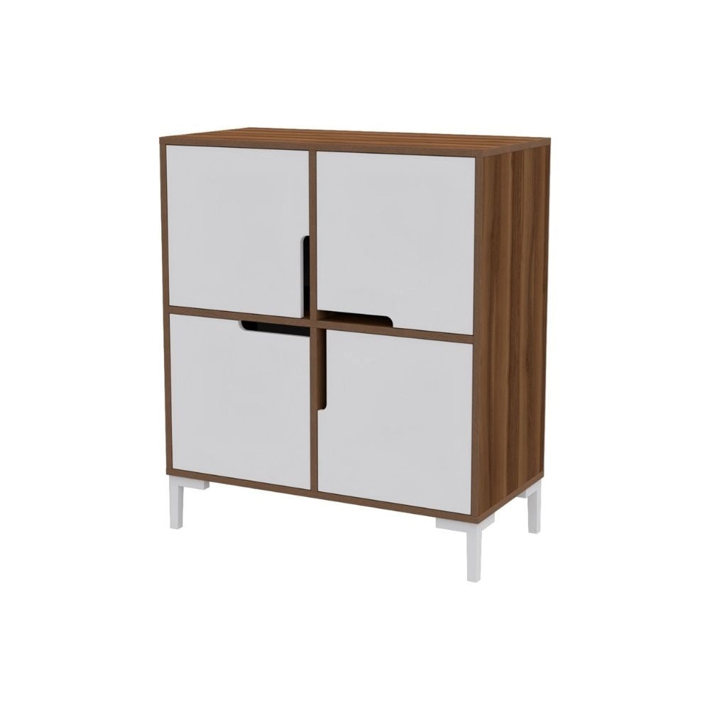 Scarpiera 4 scomparti Wind Tower 90x45x90h colore noce bianco