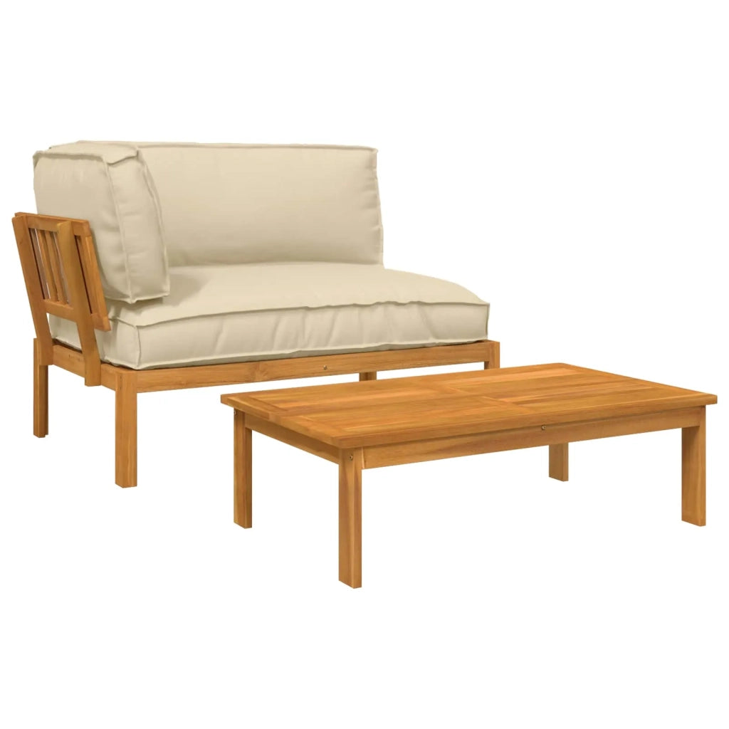Set di divani con cuscino 2 pcs Beige Legno di Acacia Massello 3418179