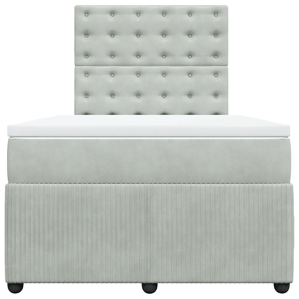 Giroletto a Molle con Materasso Grigio Chiaro 120x190cm Velluto