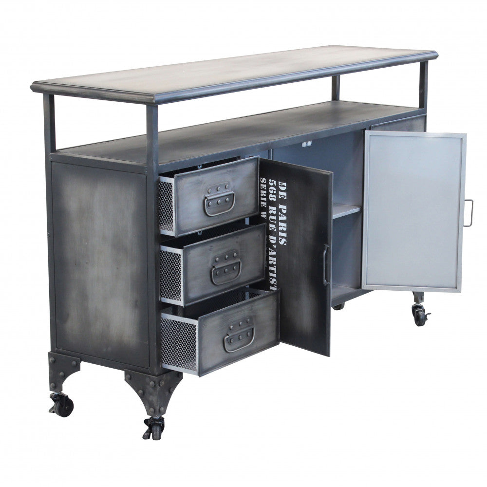 Mobile Emeric 132,5x37,5x82 h cm in Acciaio Grigio