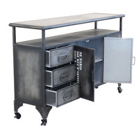 Mobile Emeric 132,5x37,5x82 h cm in Acciaio Grigio