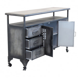 Mobile Emeric 132,5x37,5x82 h cm in Acciaio Grigio