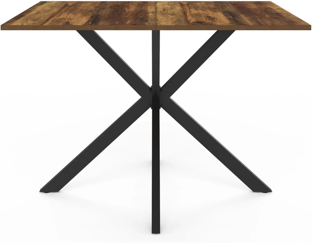 Tavolo da pranzo rettangolare ALIX per 6 persone con gamba a ragno nera e piano in legno scuro HAWKINS 110 cm