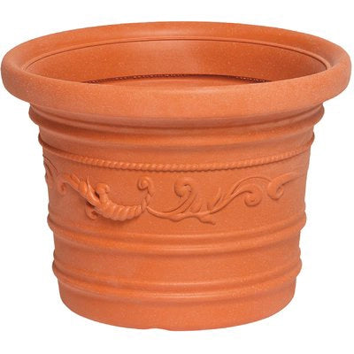 VASO TONDO FESTONATO PRESTIGE  RESINA TERRACOTTA CM 40 H.CM 30