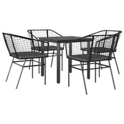 Set da Pranzo da Giardino con Cuscini 5 pz | Set Salotto da Giardino Polyrattan Vetro