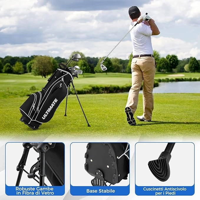 Set da Golf Completo con 9 Mazze, Sacca, Driver 460cc, Set Completo di Mazze da Golf per Uomo