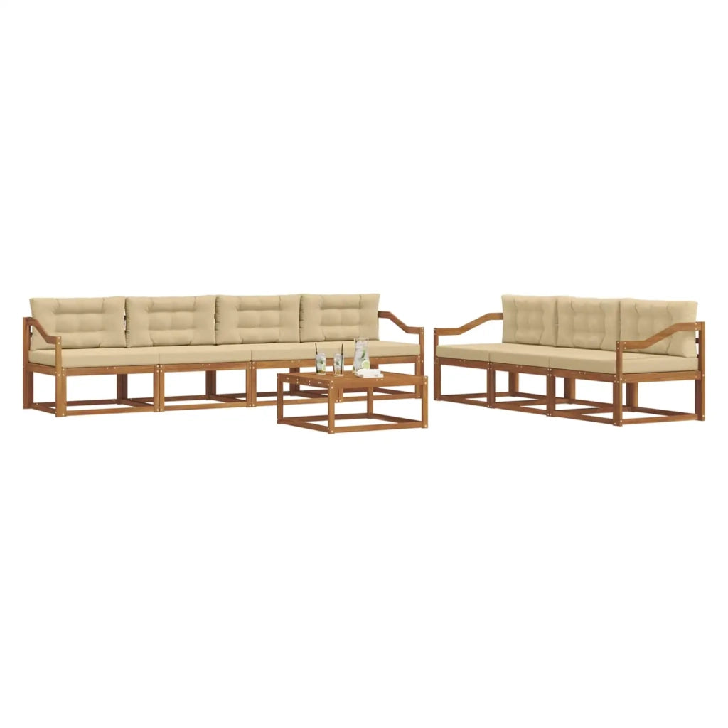 Set di divani da esterno con cuscino 8 pcs Naturale e Beige 3367316