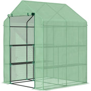 Serra da Giardino con Scaffali 143x138x190 cm in PE e Porta Avvolgibile Verde