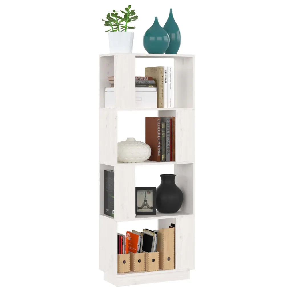 Libreria/Divisorio Bianco 51x25x132 cm Legno Massello di Pino cod mxl 11979