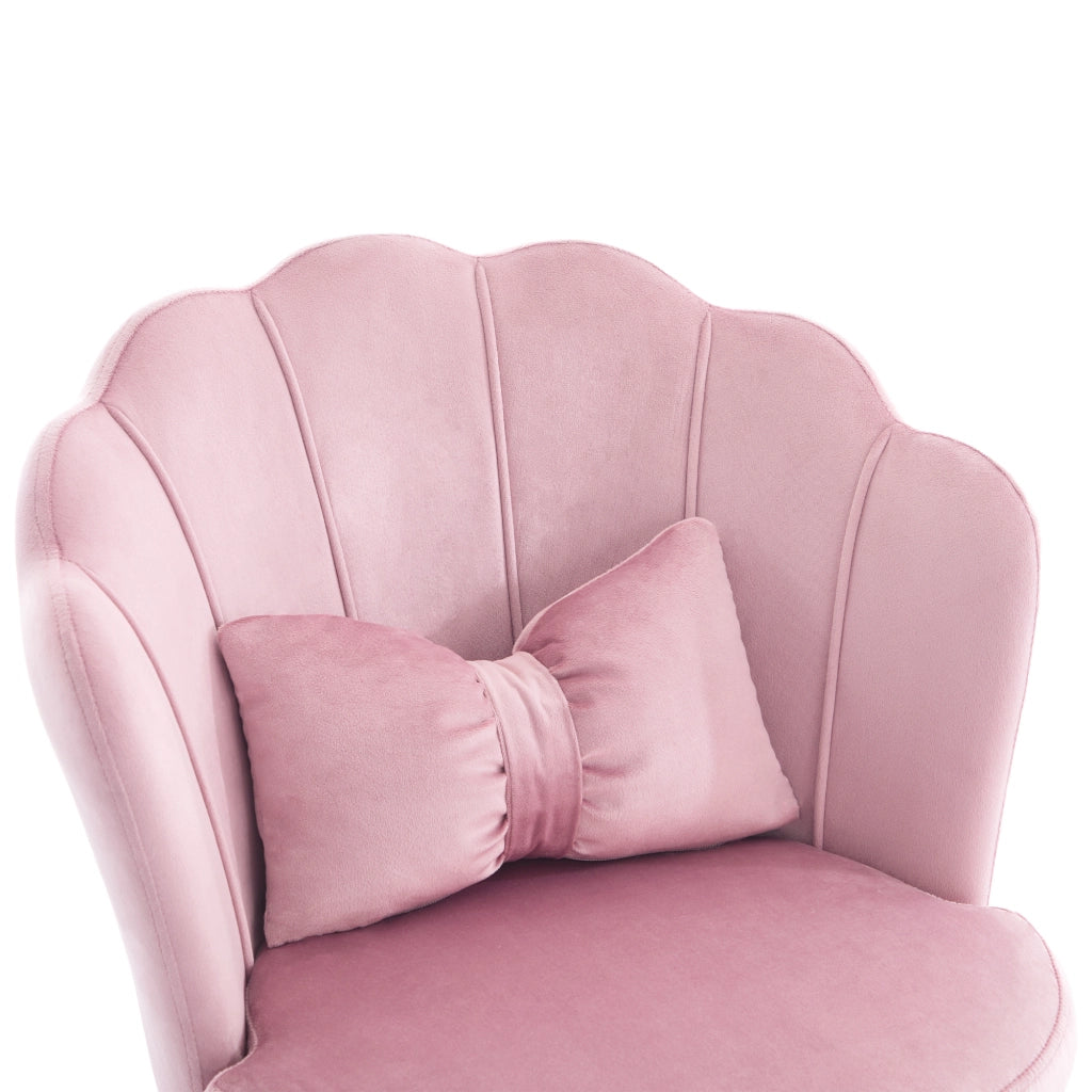 sedia da ufficio girevole regolabile in altezza con cuscino lombare e ruote in velluto rosa 55 Ã— 62 Ã— 73-83 cm
