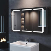 Specchio con illuminazione e 3 colori di luce regolabili 105 x 65 cm - specchio per bagno con 3 porte e interruttore a tocco con prese elettriche