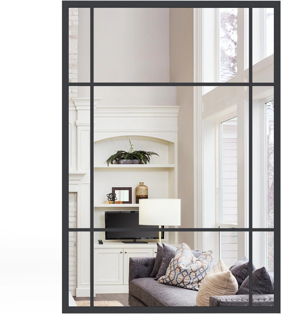 Specchio da Parete, Specchio Rettangolare Decorativo con Cornice in Metallo Antiruggine, Design Infrangibile, per Soggiorno, Caminetto, Orizzontale/Verticale, 100 x 70 cm