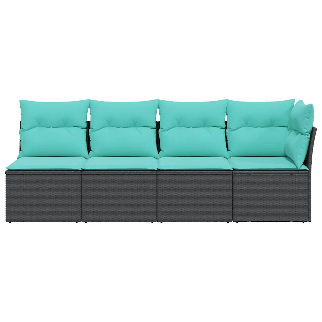 Divano da Giardino con Cuscini a 4 Posti Nero in Polyrattan 366026