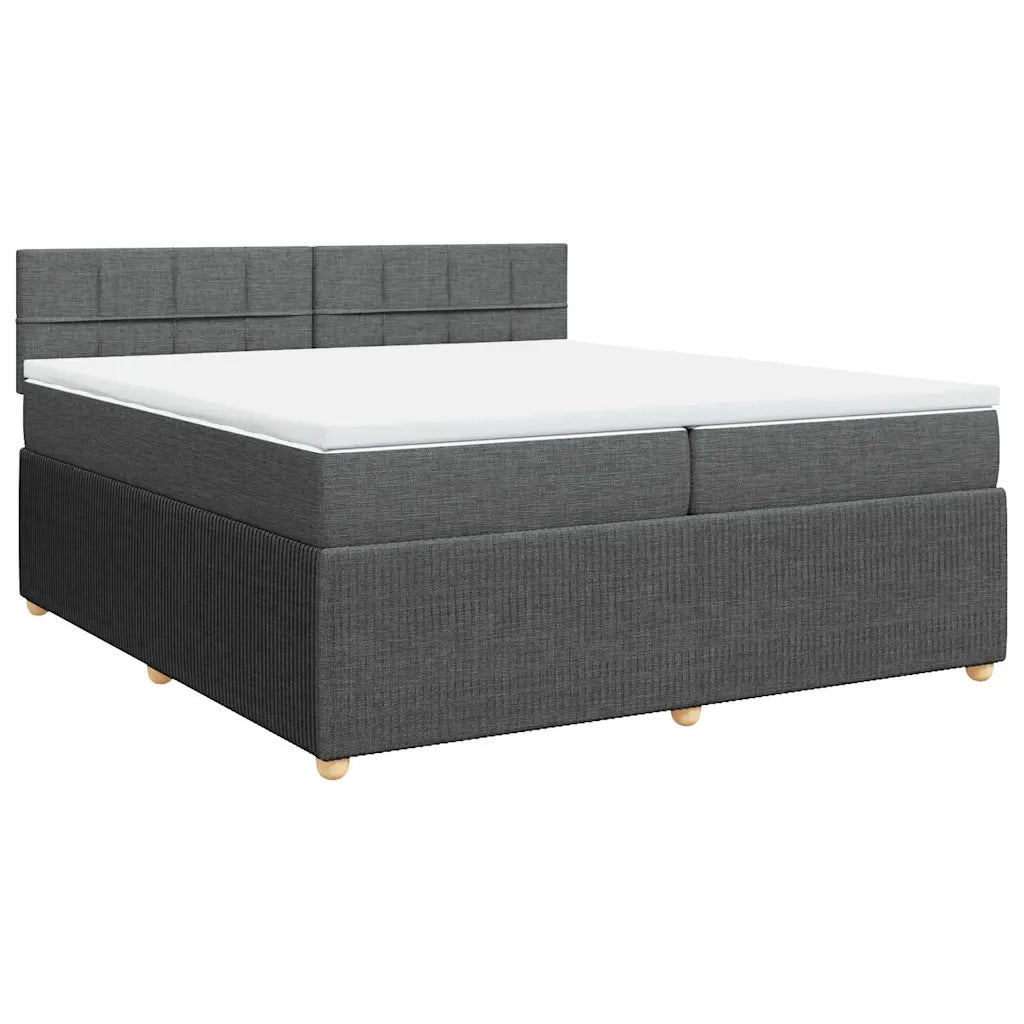 Giroletto a Molle con Materasso Grigio Scuro 200x200 cm Tessuto