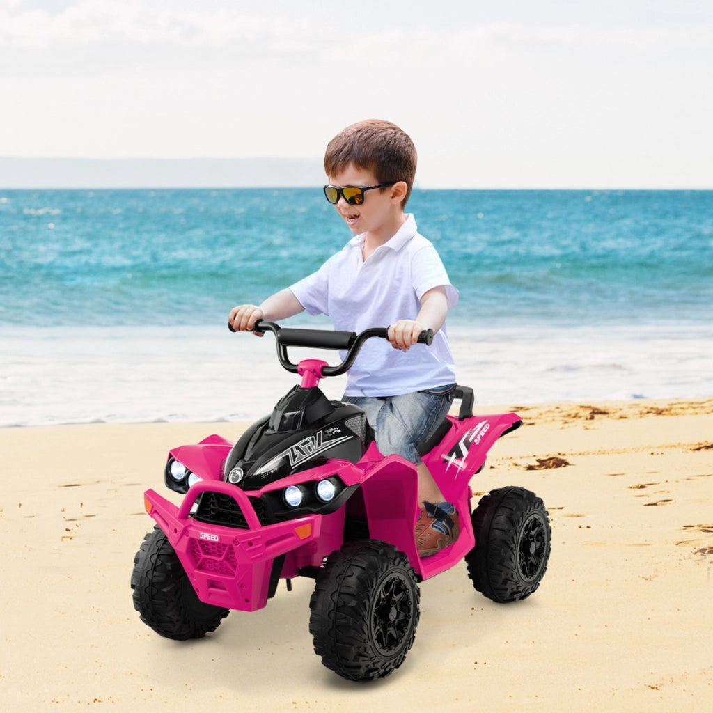 ATV elettrico per bambini a 12V, Veicolo a batteria con velocit¨¤ alta o bassa sedile comodo ruote larghe corno Rosa-Macchinine giocattoli