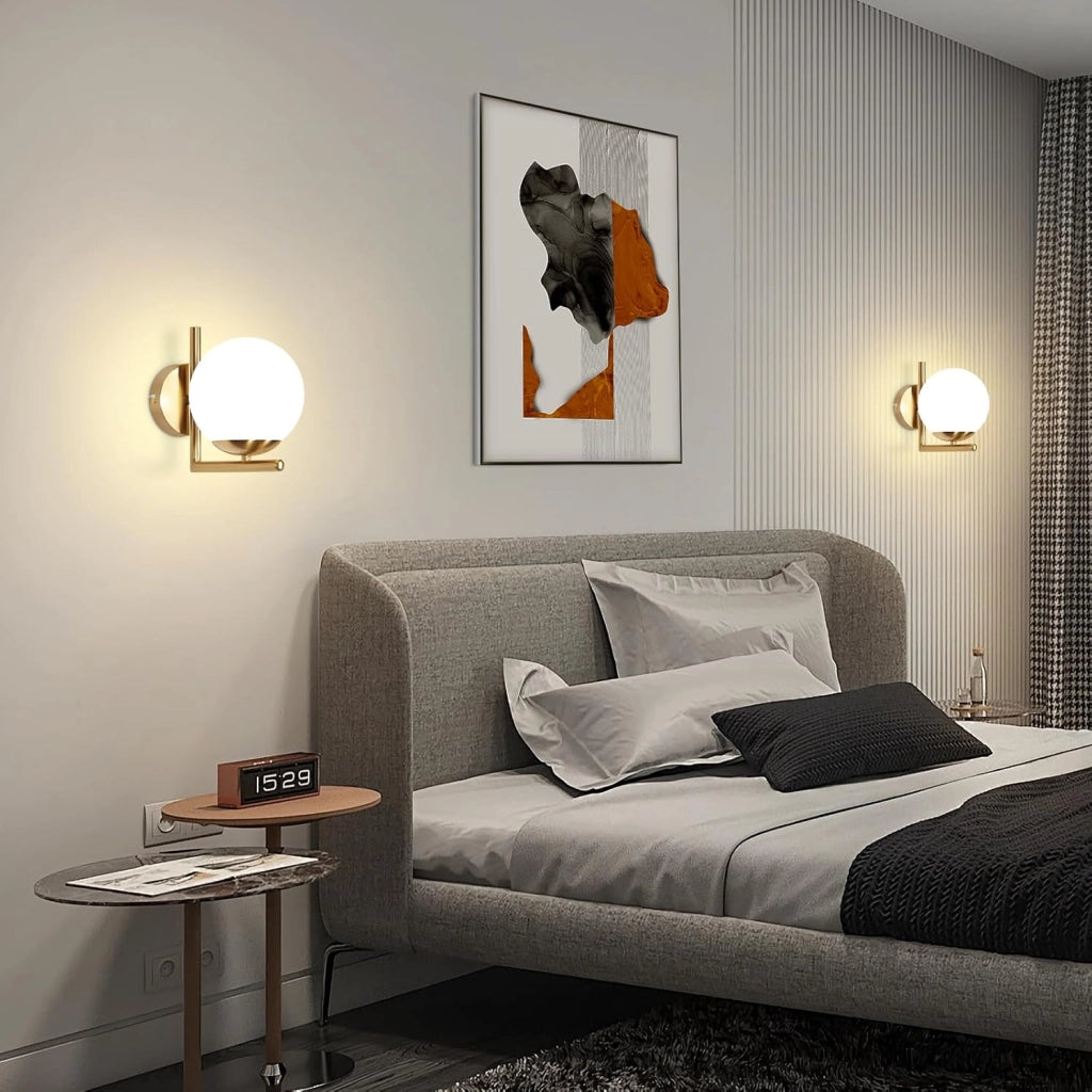 ZMH Lampada da parete moderna per interni in oro con paralume in vetro E27 applique da parete corridoio camera da letto