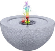Fontana Solare da Giardino, Set di Fontana Solare da Esterno con Vasca Grande, 12 Luci a LED e 4 Ugelli Sostituibili, Fontanella Decorativa in Resina per Terrazze e Cortile, 50 x 50 x 25 cm