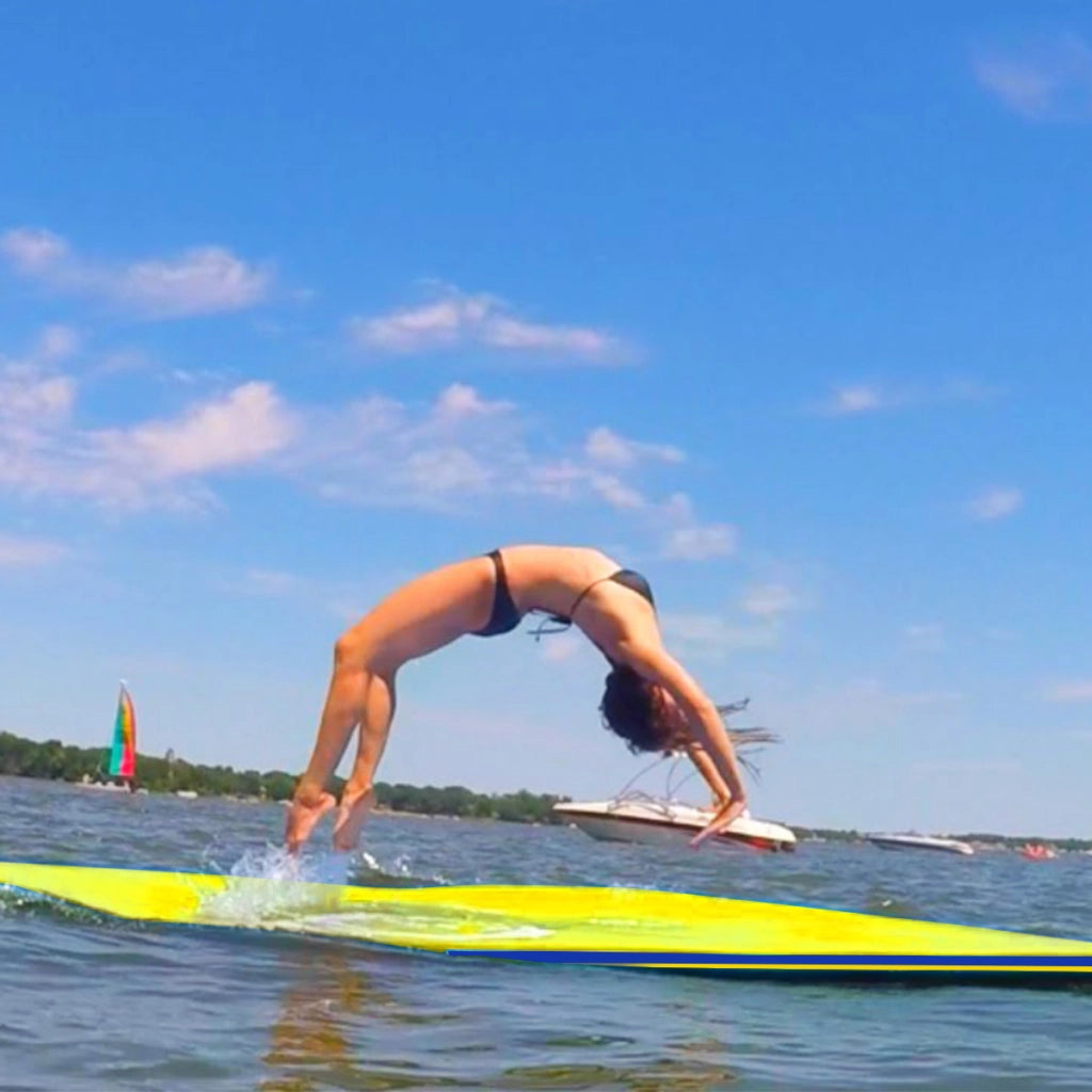 Tappeto galleggiante in schiuma con cuscino per piscina mare, Materassino galleggiante per rilassarsi Giallo-Sport acquatici