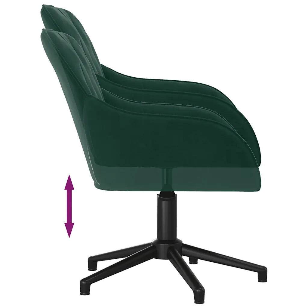 Sedia da Ufficio Girevole Verde Scuro in Velluto