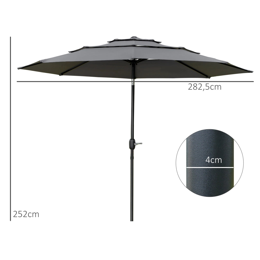 Ombrellone da giardino inclinabile ? 2,85 m ¨C Zephmum ¨C Grigio 180 g/m2