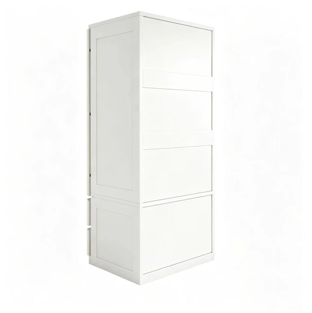 Armadio 70x55x170 cm bianco in legno e MDF, 2 ante e 2 cassetti