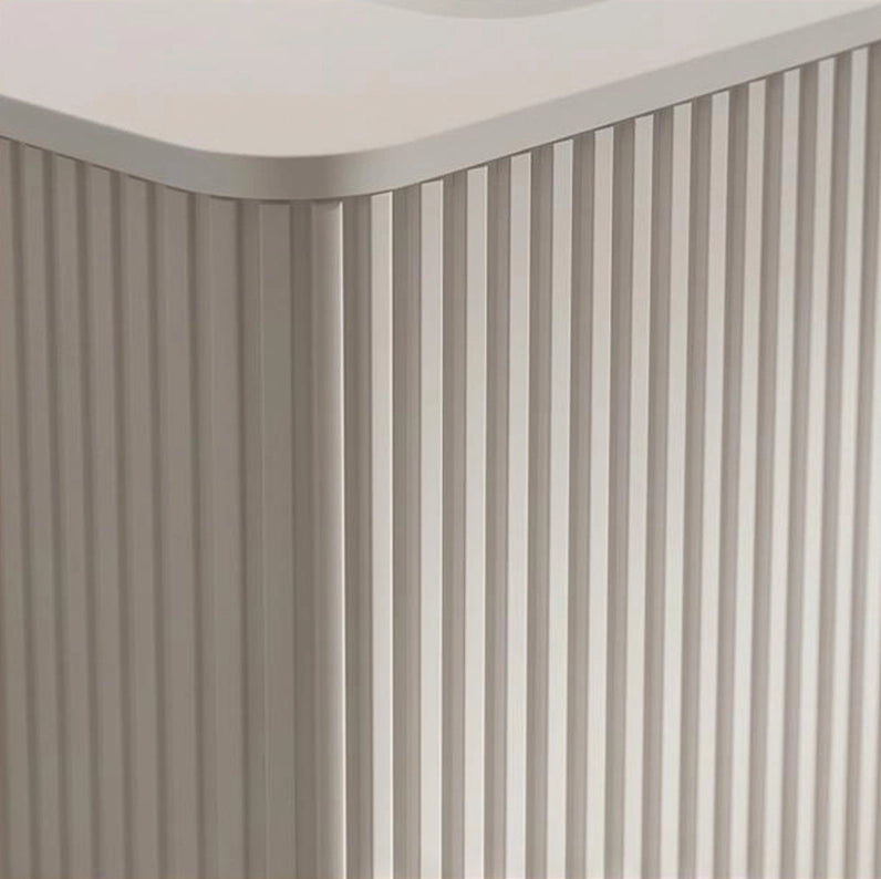 Mobile bagno sospeso ULEVR 80 cm con lavabo in solid surface e cassetti push-to-open, bianco