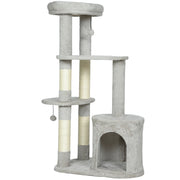Tiragraffi per Gatti con Piattaforma e Casetta ¨C ZephMum ¨C Grigio Chiaro 114 cm