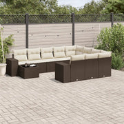 Set Divani da Giardino 11 pz con Cuscini Polyrattan Marrone 3223132