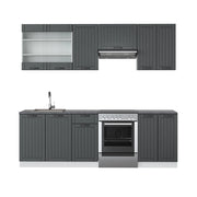Cucina componibile Fame-Line Antracite rustico/Bianco 240 cm, PL Antracite Vicco