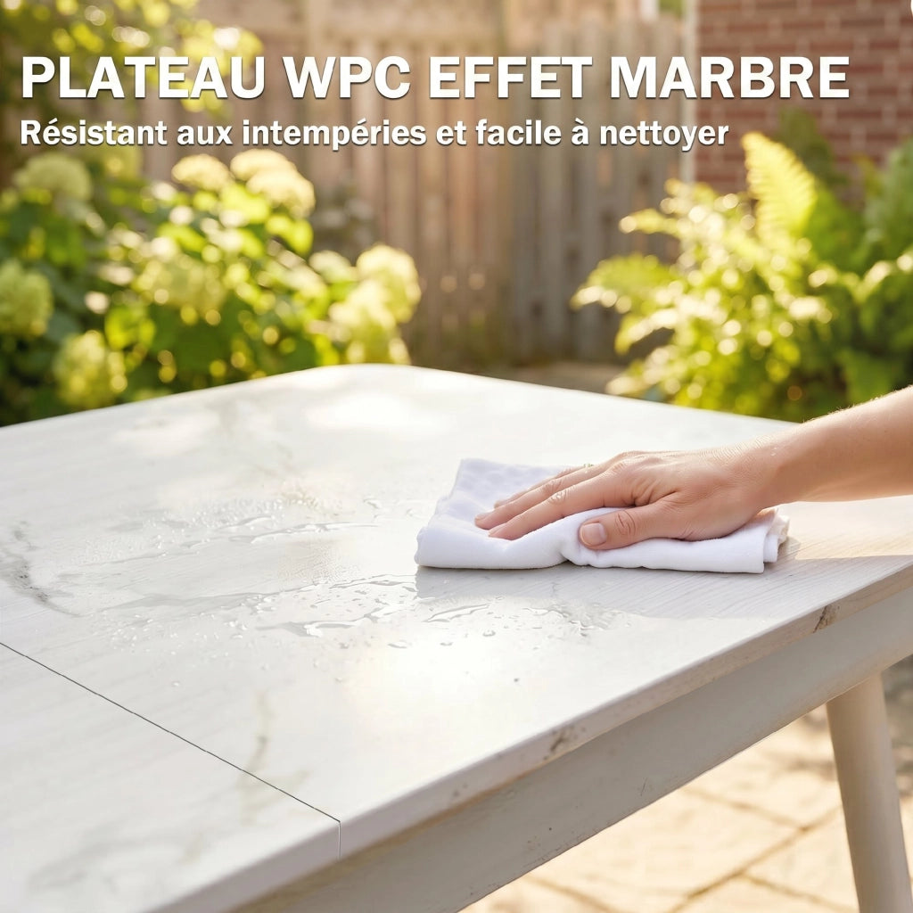 Tavolo da Giardino ¨C zephmum ¨C Bianco, Metallo, WPC, 140x80x75cm