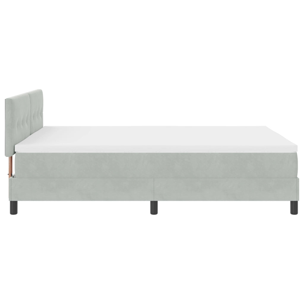 Letto Box Spring  con materasso e luce LED Grigio chiaro 140x200 cm Velluto