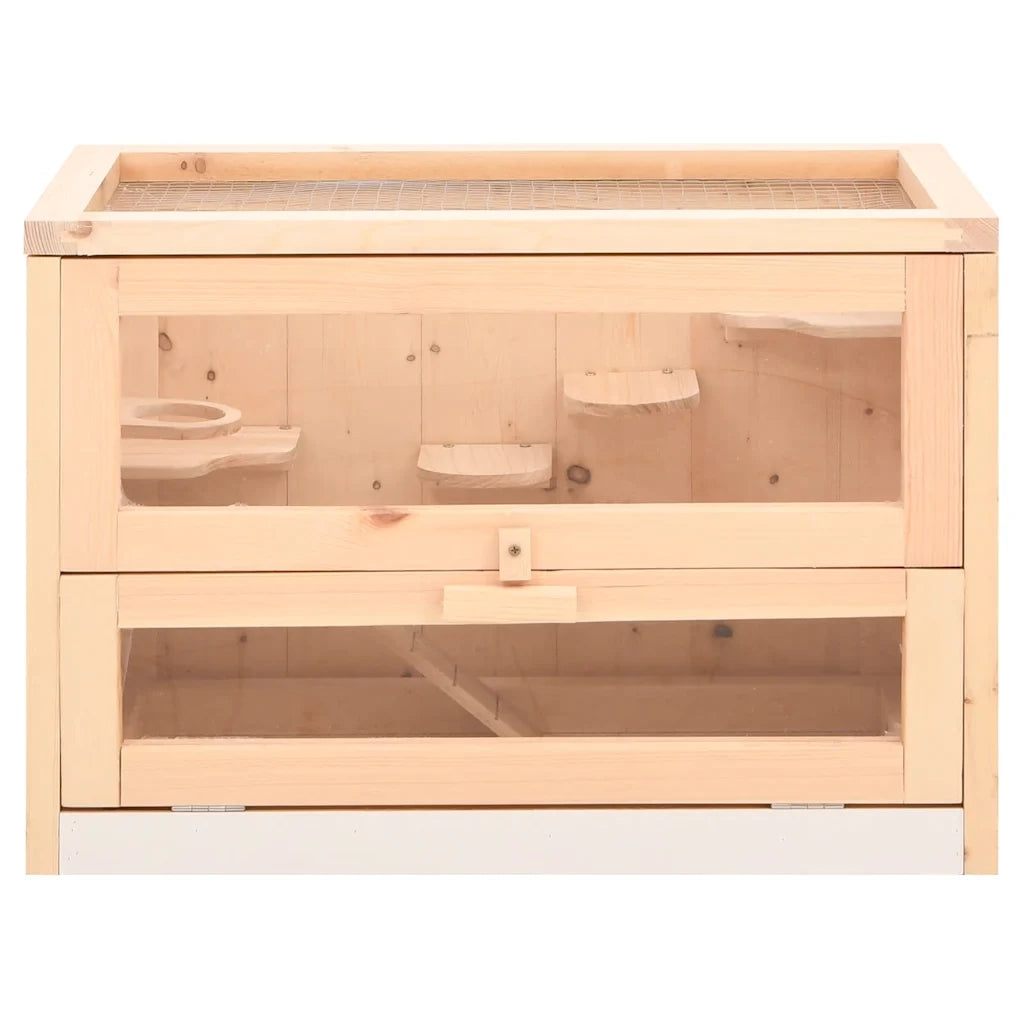 Gabbia per Criceti 60x35,5x42 cm in Legno Massello di Abete 172378
