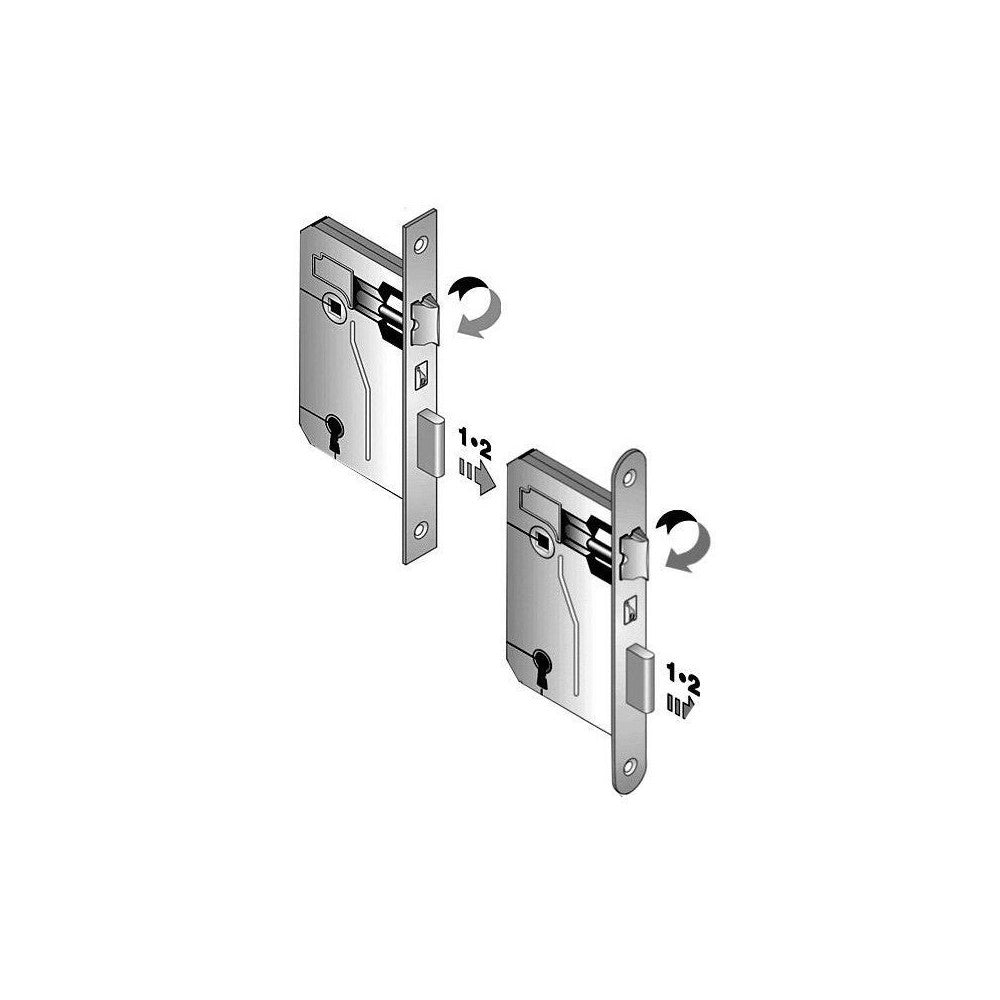Serratura bronzata ad incasso per porta legno ad infilare patent bordo quadro, diametro 40mm